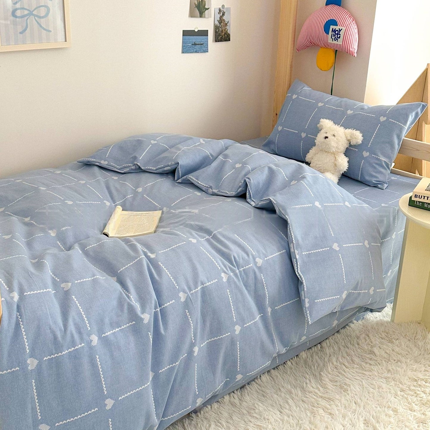 100% washed 7-piece bed set, suitable for all seasons, detachable and washable, including a complete set of quilts, quilt covers, pillows, pillowcases, bed sheets, mattresses and bath towels