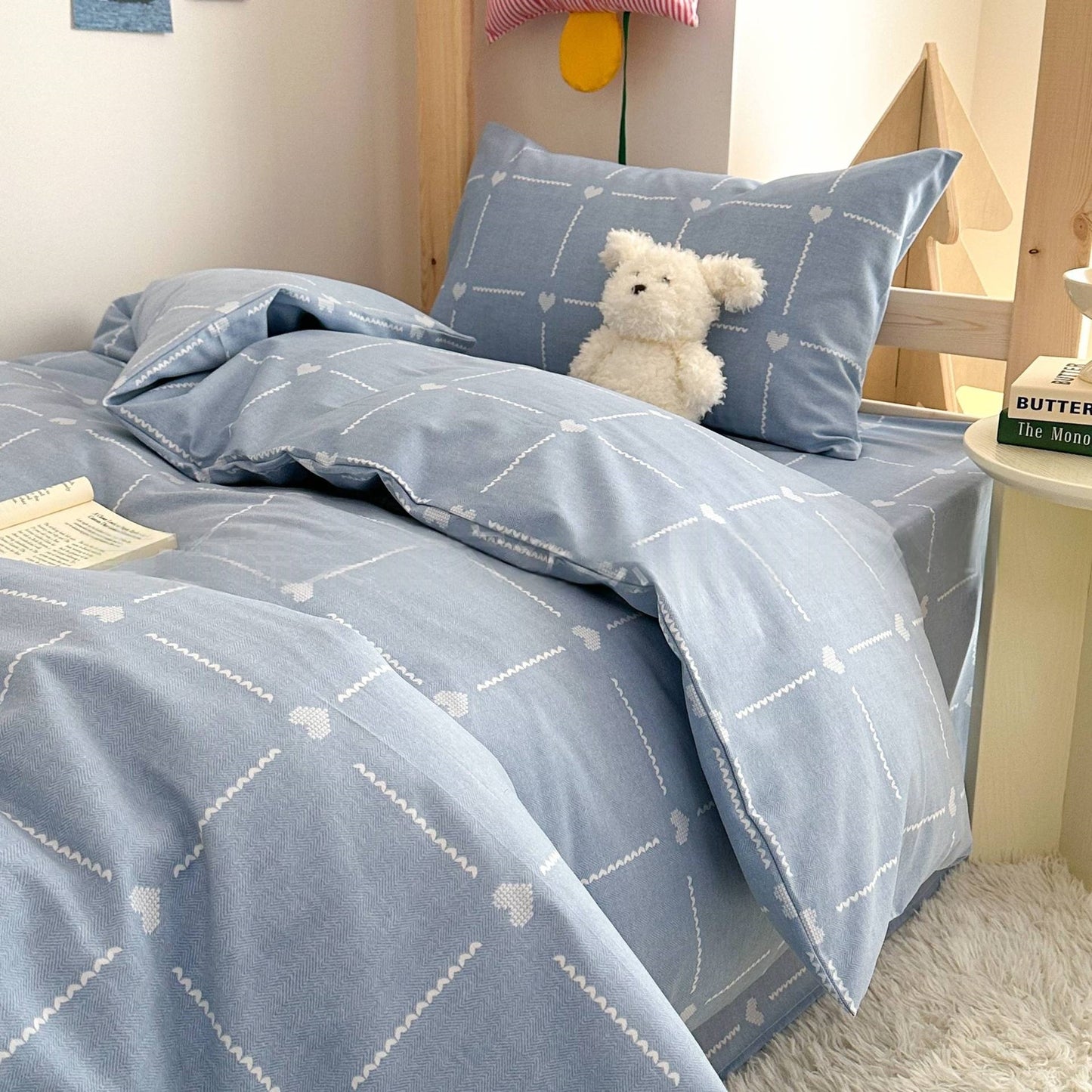 100% washed 7-piece bed set, suitable for all seasons, detachable and washable, including a complete set of quilts, quilt covers, pillows, pillowcases, bed sheets, mattresses and bath towels
