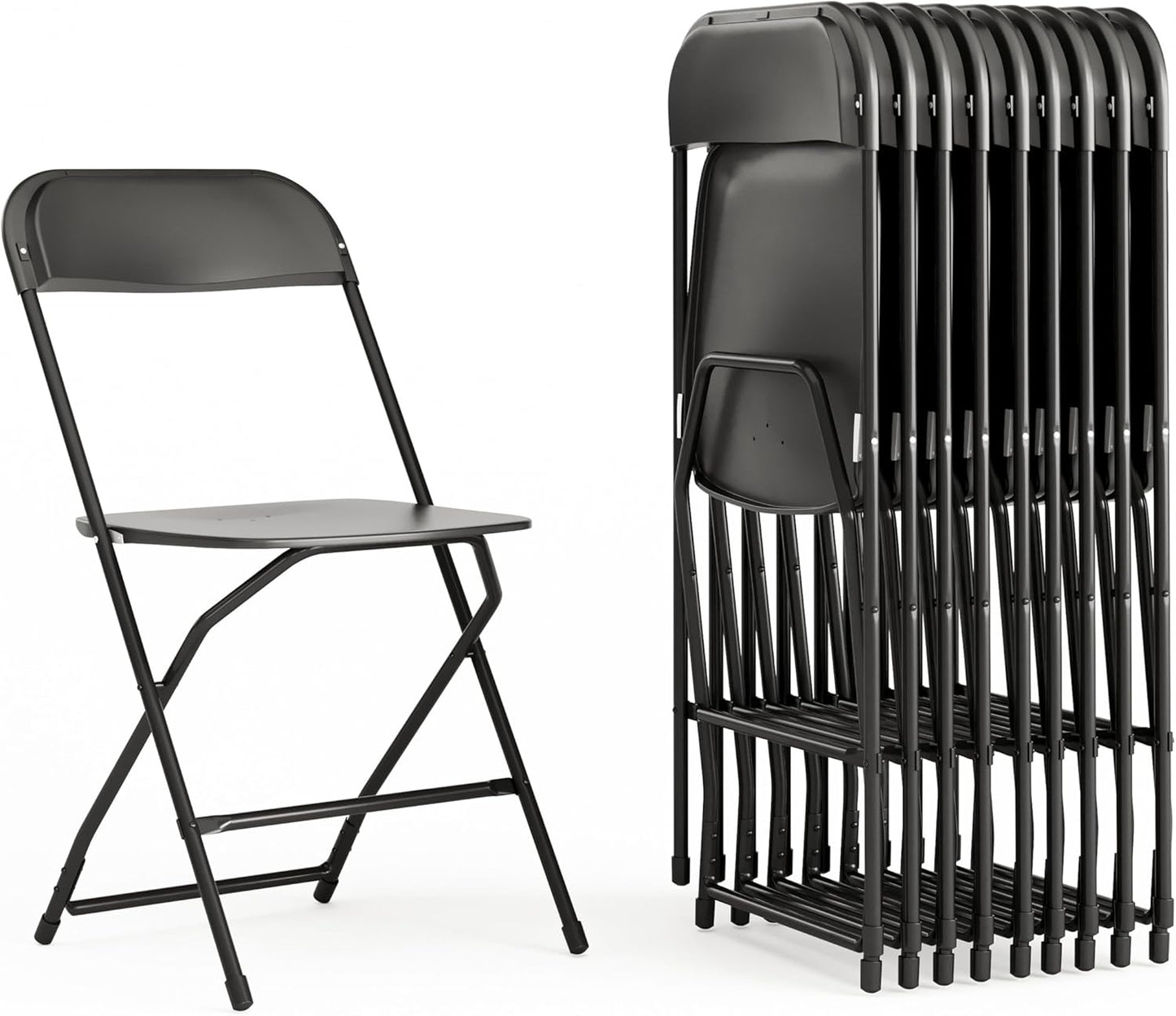 Folding Chairs All Steel Metal Frame, Capacity 51 lbs, Durable Portable and Versatile for Indoor Outdoor Use, Black, Set of 6